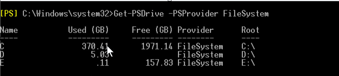 5_Get-PSDrive –PSProvider FileSystem